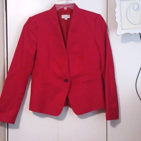 Ann Taylor, Red Collarless Suit Jacket, Sz. 6. - Picture 1 of 9
